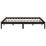 vidaXL Cadru de pat dublu, negru, 135x190 cm, lemn masiv