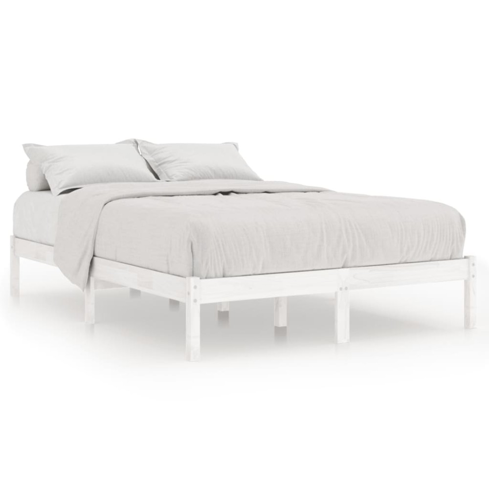 vidaXL Cadru de pat King Size, alb, 150x200 cm, lemn masiv