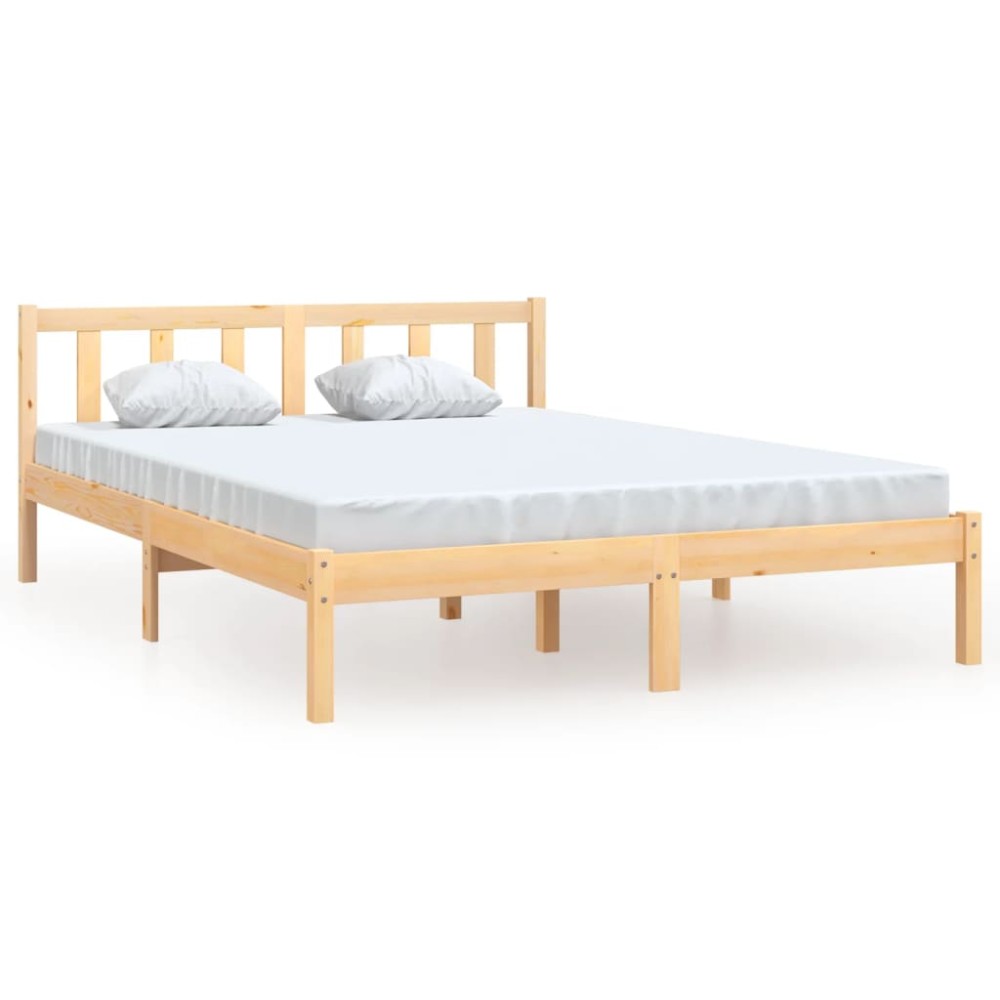 vidaXL Cadru de pat dublu, 135x190 cm, lemn masiv de pin