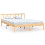 vidaXL Cadru de pat dublu, 135x190 cm, lemn masiv de pin
