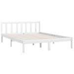 vidaXL Cadru de pat dublu, alb, 135x190 cm, lemn masiv de pin