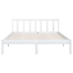 vidaXL Cadru de pat dublu, alb, 135x190 cm, lemn masiv de pin
