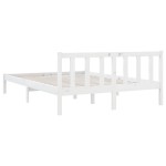 vidaXL Cadru de pat dublu, alb, 135x190 cm, lemn masiv de pin