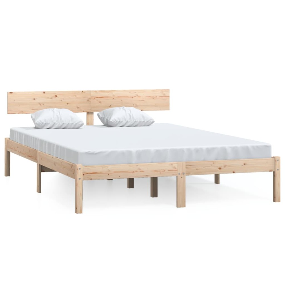 vidaXL Cadru de pat dublu, 135x190 cm, lemn masiv de pin
