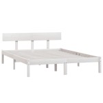 vidaXL Cadru de pat dublu, alb, 135x190 cm, lemn masiv de pin