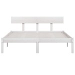 vidaXL Cadru de pat dublu, alb, 135x190 cm, lemn masiv de pin