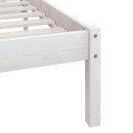 vidaXL Cadru de pat dublu, alb, 135x190 cm, lemn masiv de pin
