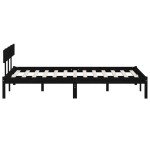 vidaXL Cadru de pat dublu, negru, 135x190 cm, lemn masiv de pin vidaXL Cadru de pat dublu, negru, 135x190 cm, lemn masiv de pin