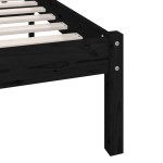 vidaXL Cadru de pat dublu, negru, 135x190 cm, lemn masiv de pin vidaXL Cadru de pat dublu, negru, 135x190 cm, lemn masiv de pin