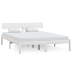 vidaXL Cadru de pat King Size, alb, 150x200 cm, lemn masiv de pin vidaXL Cadru de pat King Size, alb, 150x200 cm, lemn masiv de pin