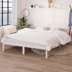 vidaXL Cadru de pat King Size, alb, 150x200 cm, lemn masiv de pin vidaXL Cadru de pat King Size, alb, 150x200 cm, lemn masiv de pin