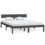 vidaXL Cadru de pat King Size, gri, 150x200 cm, lemn masiv de pin vidaXL Cadru de pat King Size, gri, 150x200 cm, lemn masiv de pin