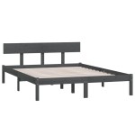 vidaXL Cadru de pat King Size, gri, 150x200 cm, lemn masiv de pin vidaXL Cadru de pat King Size, gri, 150x200 cm, lemn masiv de pin