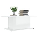 vidaXL Măsuță de cafea, alb extralucios, 102x55,5x40cm, lemn prelucrat vidaXL Măsuță de cafea, alb extralucios, 102x55,5x40cm, lemn prelucrat