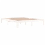 vidaXL Cadru de pat King Size, alb, 150x200 cm, lemn masiv vidaXL Cadru de pat King Size, alb, 150x200 cm, lemn masiv