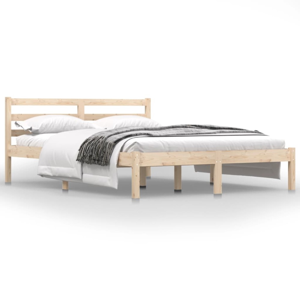 vidaXL Cadru de pat dublu, 135x190 cm, lemn masiv de pin