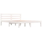 vidaXL Cadru de pat dublu, alb, 135x190 cm, lemn masiv de pin
