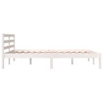 vidaXL Cadru de pat dublu, alb, 135x190 cm, lemn masiv de pin