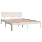 vidaXL Cadru de pat dublu, alb, 135x190 cm, lemn masiv