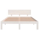 vidaXL Cadru de pat dublu, alb, 135x190 cm, lemn masiv