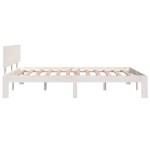 vidaXL Cadru de pat dublu, alb, 135x190 cm, lemn masiv