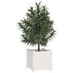 vidaXL Jardiniere de grădină, 2 buc., alb, 31x31x31 cm, lemn masiv pin