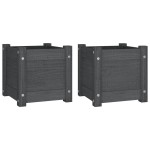 vidaXL Jardiniere de grădină, 2 buc., gri, 31x31x31 cm, lemn masiv pin