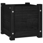 vidaXL Jardiniere grădină, 2 buc., negru, 31x31x31 cm, lemn masiv pin