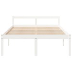 vidaXL Pat pentru seniori dublu, alb, 135x190 cm, lemn masiv de pin