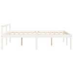 vidaXL Pat pentru seniori dublu, alb, 135x190 cm, lemn masiv de pin
