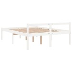 vidaXL Pat pentru seniori dublu, alb, 135x190 cm, lemn masiv de pin