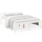 vidaXL Pat pentru seniori king, alb, 150x200 cm, lemn masiv de pin vidaXL Pat pentru seniori king, alb, 150x200 cm, lemn masiv de pin