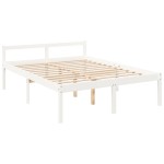 vidaXL Pat pentru seniori king, alb, 150x200 cm, lemn masiv de pin vidaXL Pat pentru seniori king, alb, 150x200 cm, lemn masiv de pin