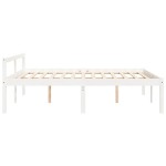 vidaXL Pat pentru seniori king, alb, 150x200 cm, lemn masiv de pin vidaXL Pat pentru seniori king, alb, 150x200 cm, lemn masiv de pin