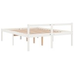 vidaXL Pat pentru seniori king, alb, 150x200 cm, lemn masiv de pin vidaXL Pat pentru seniori king, alb, 150x200 cm, lemn masiv de pin
