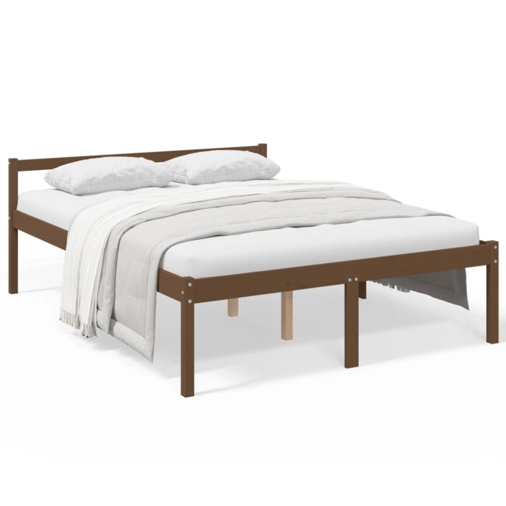 vidaXL Pat pentru seniori king, maro miere, 150x200 cm, lemn masiv pin