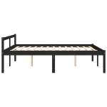 vidaXL Pat pentru seniori king, negru, 150x200 cm, lemn masiv de pin