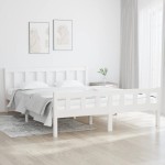 vidaXL Cadru de pat King Size, alb, 150x200 cm, lemn masiv vidaXL Cadru de pat King Size, alb, 150x200 cm, lemn masiv