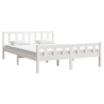 vidaXL Cadru de pat King Size, alb, 150x200 cm, lemn masiv vidaXL Cadru de pat King Size, alb, 150x200 cm, lemn masiv