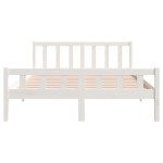 vidaXL Cadru de pat King Size, alb, 150x200 cm, lemn masiv vidaXL Cadru de pat King Size, alb, 150x200 cm, lemn masiv