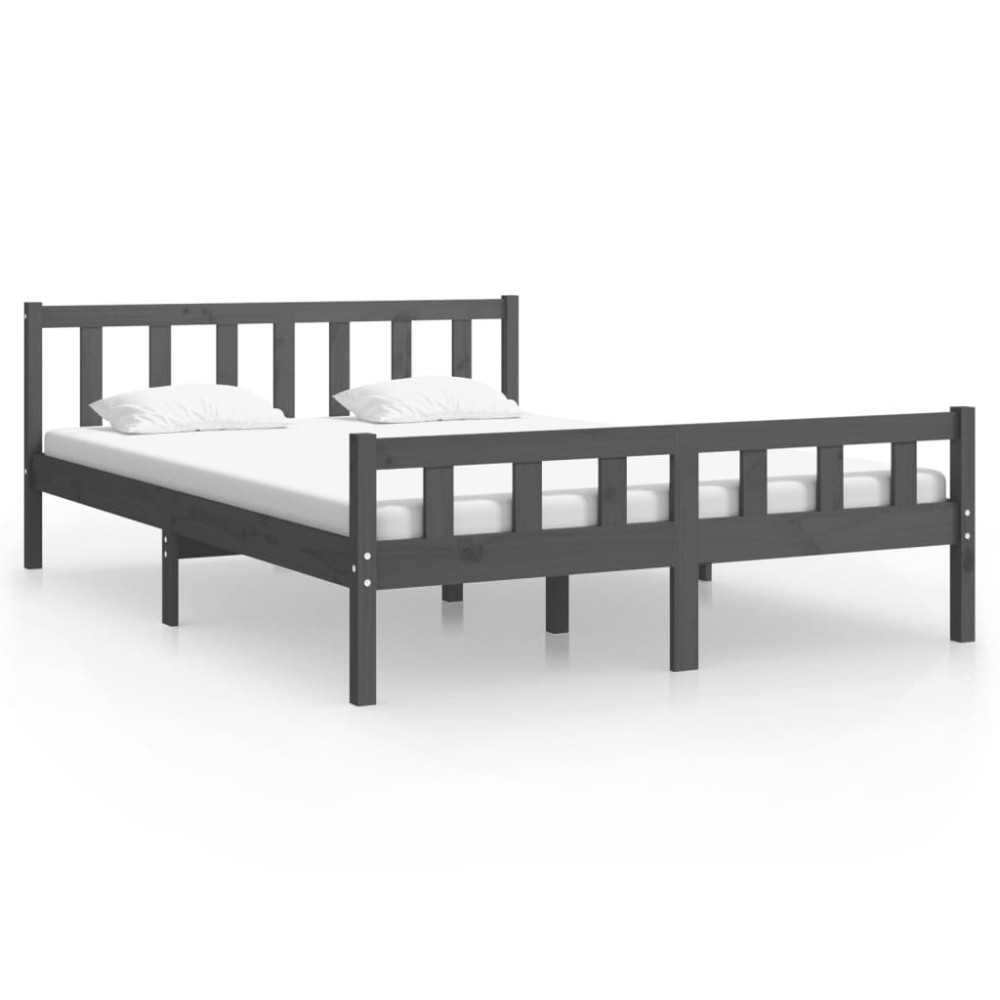 vidaXL Cadru de pat King Size, gri, 150x200 cm, lemn masiv