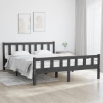 vidaXL Cadru de pat King Size, gri, 150x200 cm, lemn masiv vidaXL Cadru de pat King Size, gri, 150x200 cm, lemn masiv