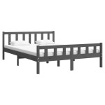 vidaXL Cadru de pat King Size, gri, 150x200 cm, lemn masiv vidaXL Cadru de pat King Size, gri, 150x200 cm, lemn masiv