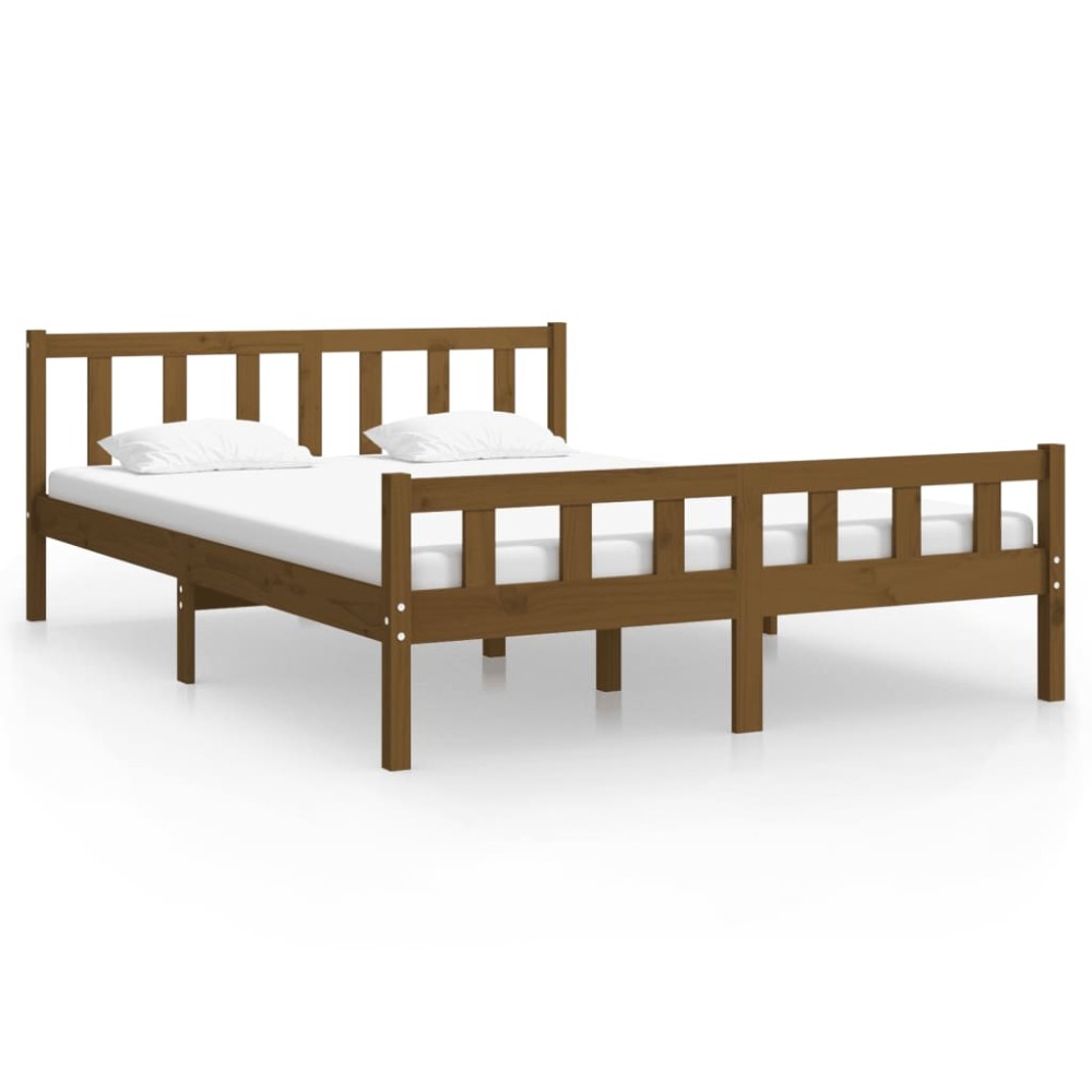 vidaXL Cadru de pat King Size, maro miere, 150x200 cm, lemn masiv