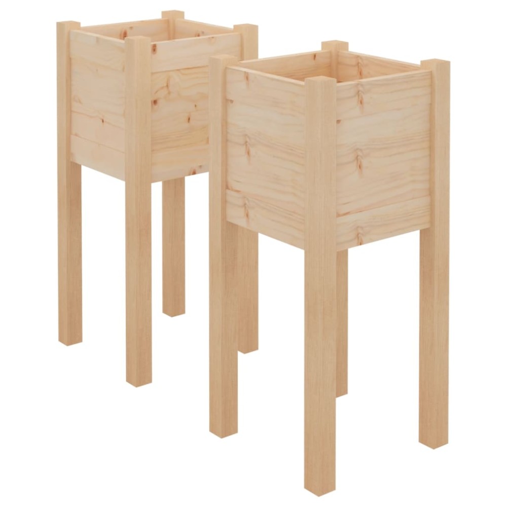 vidaXL Jardiniere de grădină, 2 buc., 31x31x70 cm, lemn masiv de pin