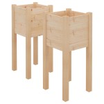 vidaXL Jardiniere de grădină, 2 buc., 31x31x70 cm, lemn masiv de pin