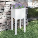 vidaXL Jardinieră de grădină, alb, 31x31x70 cm, lemn masiv de pin vidaXL Jardinieră de grădină, alb, 31x31x70 cm, lemn masiv de pin