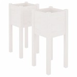 vidaXL Jardiniere de grădină, 2 buc., alb, 31x31x70 cm, lemn masiv pin vidaXL Jardiniere de grădină, 2 buc., alb, 31x31x70 cm, lemn masiv pin