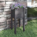 vidaXL Jardinieră de grădină, gri, 31x31x70 cm, lemn masiv de pin vidaXL Jardinieră de grădină, gri, 31x31x70 cm, lemn masiv de pin