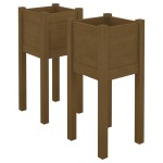 vidaXL Jardiniere grădină 2 buc. maro miere 31x31x70 cm lemn masiv pin